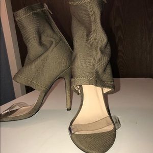 Olive green ankle heels